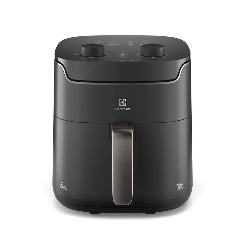 Air fryer Electrolux EAF40 cinza, de frente, com a gaveta fechada